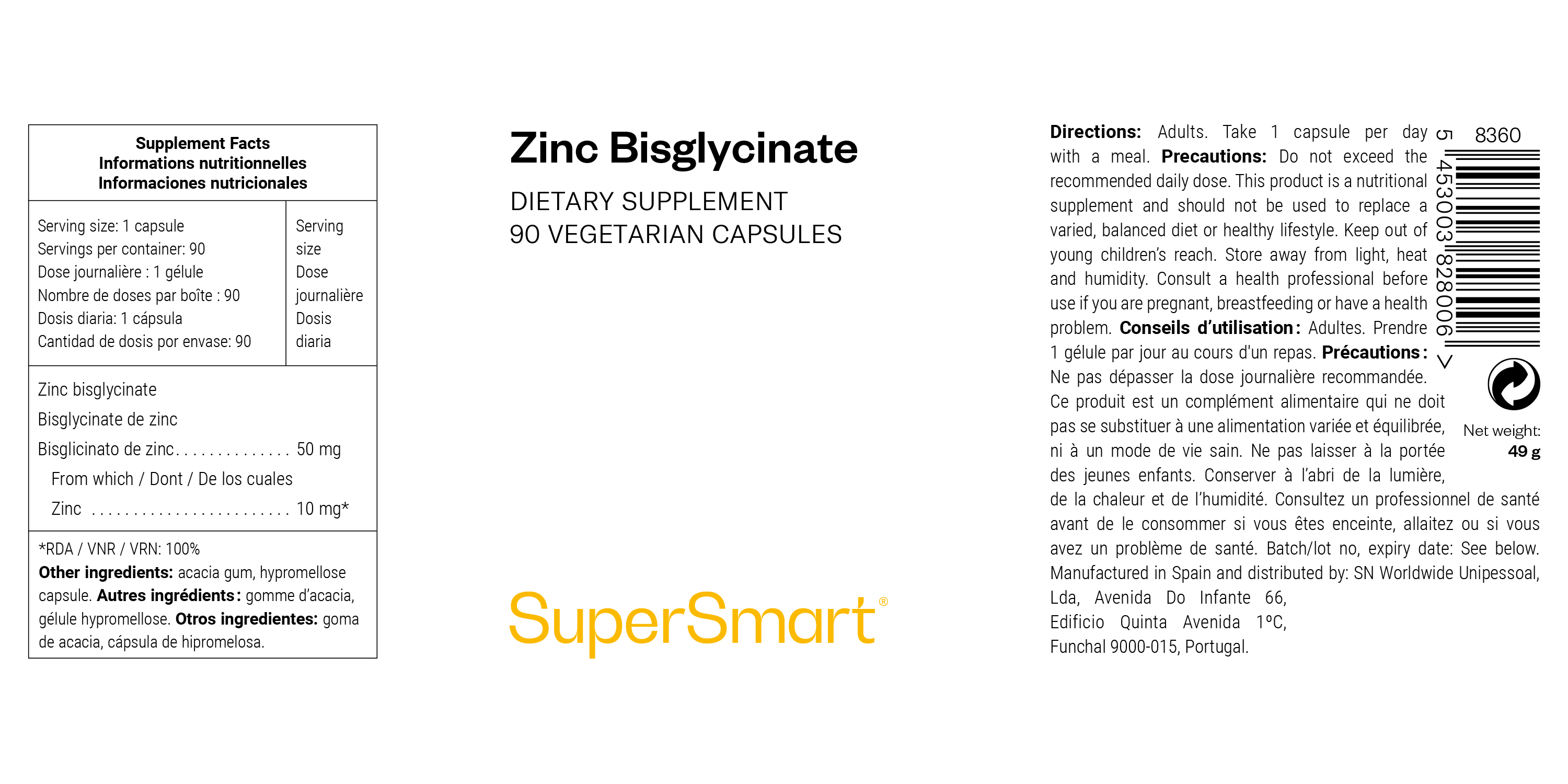 Complément alimentaire de zinc à sucer